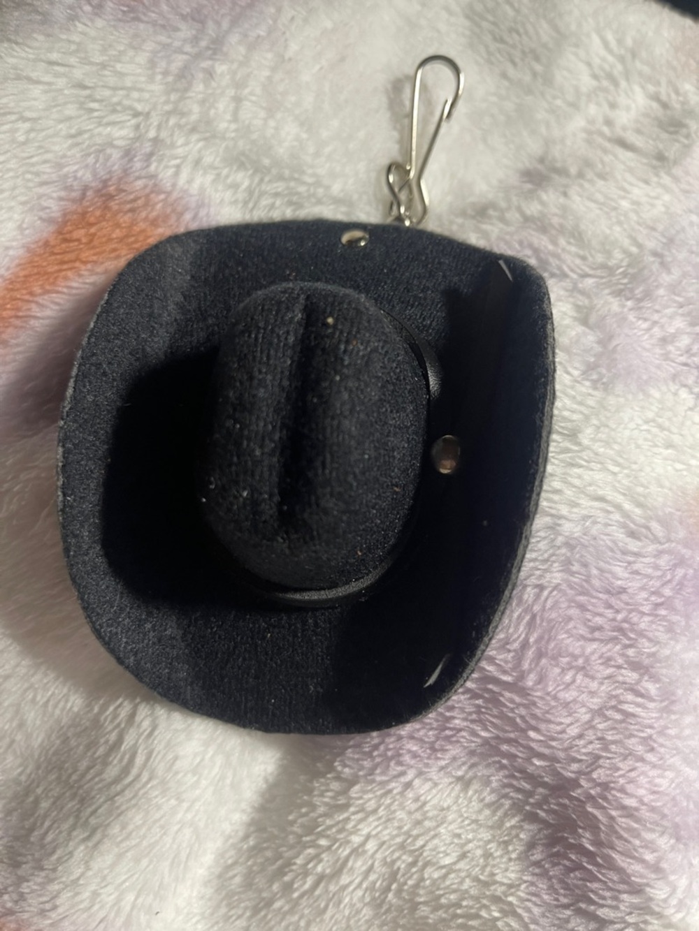 Black Felt Cowboy Hat Keychain & Card Holder NWOT